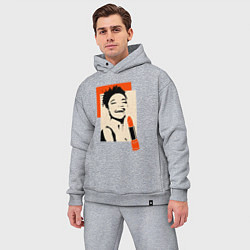 Мужской костюм оверсайз Девушка с помадой в стиле поп-арт, цвет: меланж — фото 2