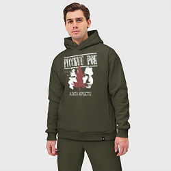 Мужской костюм оверсайз Агата Кристи силуэт лиц, цвет: хаки — фото 2