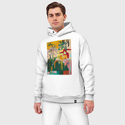 Мужской костюм оверсайз Тропическая цветочная абстракция, цвет: белый — фото 2