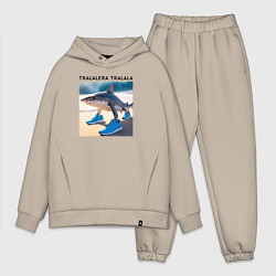 Мужской костюм оверсайз Tralalera tralala - shark - brainrot meme, цвет: миндальный