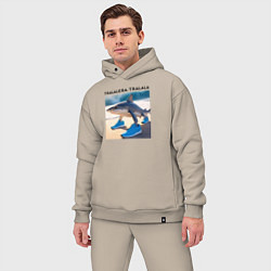 Мужской костюм оверсайз Tralalera tralala - shark - brainrot meme, цвет: миндальный — фото 2