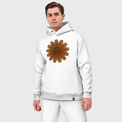 Мужской костюм оверсайз Коричневые шестерёнки, цвет: белый — фото 2