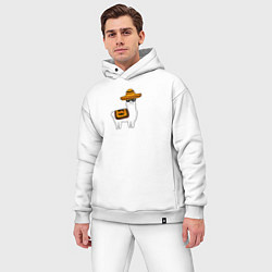 Мужской костюм оверсайз Лама в Сомбреро мексиканская, цвет: белый — фото 2