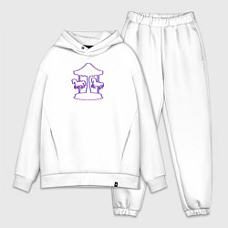 Мужской костюм оверсайз Карусель с лашадками, цвет: белый