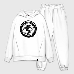 Мужской костюм оверсайз Скелет на горных лыжах, цвет: белый