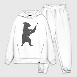 Мужской костюм оверсайз Мишка с шампанским, цвет: белый