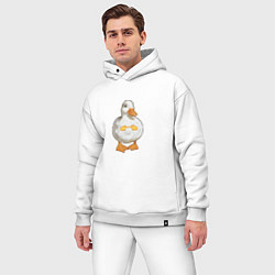 Мужской костюм оверсайз Милая смущенная уточка гусь мем, цвет: белый — фото 2