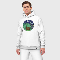 Мужской костюм оверсайз Избушка в ночных горах, цвет: белый — фото 2