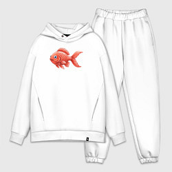 Мужской костюм оверсайз Милая красная рыбка, цвет: белый