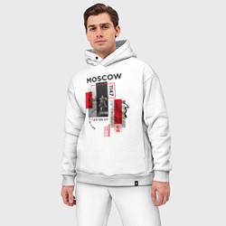 Мужской костюм оверсайз Москва коллаж, цвет: белый — фото 2