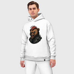 Мужской костюм оверсайз Медведь панк, цвет: белый — фото 2