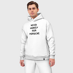 Мужской костюм оверсайз Нужны деньги на порше надпись, цвет: белый — фото 2