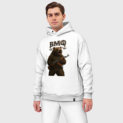 Мужской костюм оверсайз ВМФ медведь с автоматом, цвет: белый — фото 2