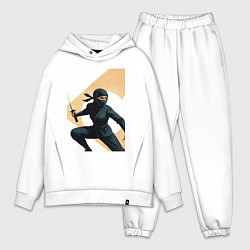 Мужской костюм оверсайз Девушка ниндзя поп-арт ретро 1970-е - куноити, цвет: белый