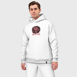 Мужской костюм оверсайз Красный череп со змеей и розами, цвет: белый — фото 2