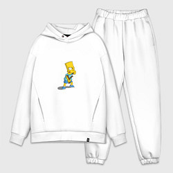 Мужской костюм оверсайз Барт Симпсон с рогаткой, цвет: белый