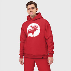 Мужской костюм оверсайз Лось в круге, цвет: красный — фото 2