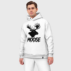 Мужской костюм оверсайз Черный лось с рогами, цвет: белый — фото 2