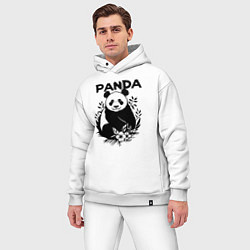 Мужской костюм оверсайз Панда с цветами, цвет: белый — фото 2