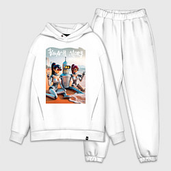 Мужской костюм оверсайз Бендер с двумя подругами на летнем пляже, цвет: белый