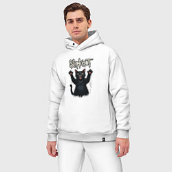 Мужской костюм оверсайз Slipknot Кот с поднятыми лапами, цвет: белый — фото 2