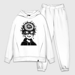 Мужской костюм оверсайз Аниме биткоин, цвет: белый