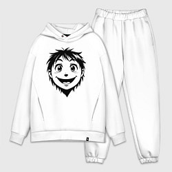 Мужской костюм оверсайз Улыбчивый аниме-мальчик, цвет: белый