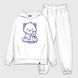 Мужской костюм оверсайз Music white bear