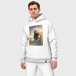 Мужской костюм оверсайз Влюблённые на Титанике, цвет: белый — фото 2