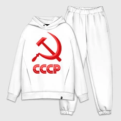 Мужской костюм оверсайз СССР Логотип, цвет: белый