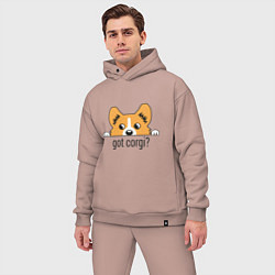Мужской костюм оверсайз Got Corgi, цвет: пыльно-розовый — фото 2