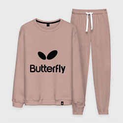 Костюм хлопковый мужской Butterfly Logo, цвет: пыльно-розовый