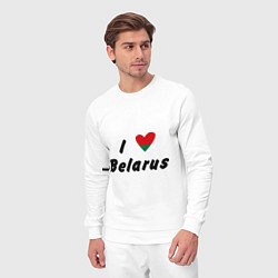 Костюм хлопковый мужской I love Belarus, цвет: белый — фото 2