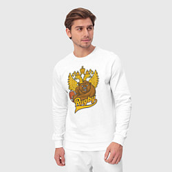 Костюм хлопковый мужской Rugby: Russian Bear, цвет: белый — фото 2