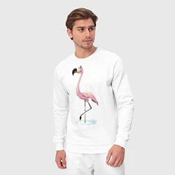 Костюм хлопковый мужской Гордый фламинго, цвет: белый — фото 2