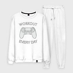 Костюм хлопковый мужской WorkOut Every Day, цвет: белый