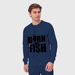 Костюм хлопковый мужской Born to fish, цвет: тёмно-синий — фото 2