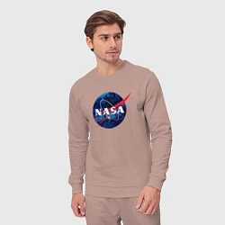 Костюм хлопковый мужской NASA: Cosmic Logo, цвет: пыльно-розовый — фото 2