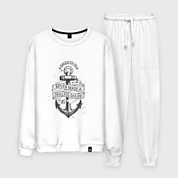 Костюм хлопковый мужской Never made a skillful sailor, цвет: белый