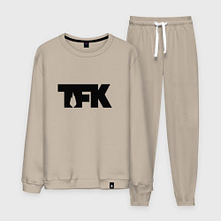 Костюм хлопковый мужской TFK: Black Logo, цвет: миндальный