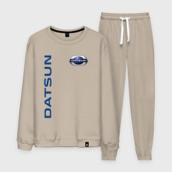 Костюм хлопковый мужской Datsun логотип с эмблемой, цвет: миндальный