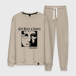 Костюм хлопковый мужской Give Peace a Chance, цвет: миндальный
