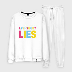 Костюм хлопковый мужской Everybody Lies, цвет: белый