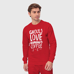Костюм хлопковый мужской Ghouls Love Coffee, цвет: красный — фото 2