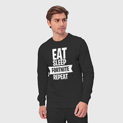 Костюм хлопковый мужской Eat Sleep Fortnite Repeat, цвет: черный — фото 2