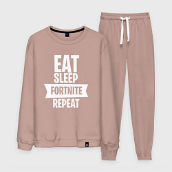 Костюм хлопковый мужской Eat Sleep Fortnite Repeat, цвет: пыльно-розовый