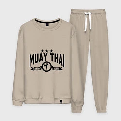 Костюм хлопковый мужской Muay thai boxing, цвет: миндальный