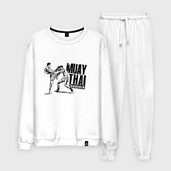 Костюм хлопковый мужской Muay Thai Thaiboxen, цвет: белый