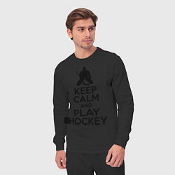 Костюм хлопковый мужской Keep Calm & Play Hockey, цвет: черный — фото 2