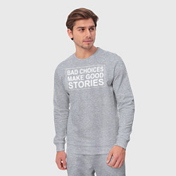 Костюм хлопковый мужской Bad choices make good stories цитата, цвет: меланж — фото 2